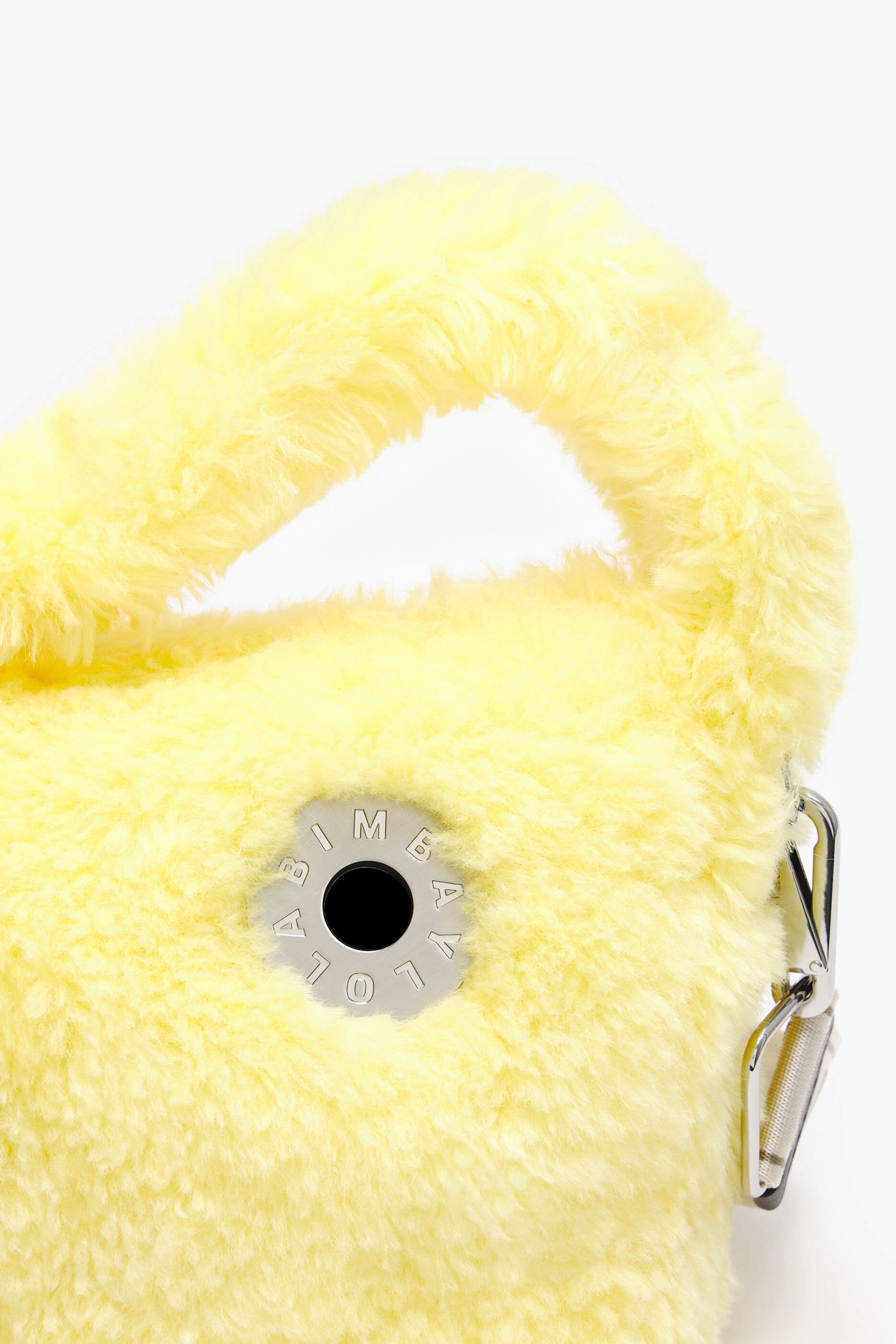 Bolsa hobo tamanho P com forro de pele amarela