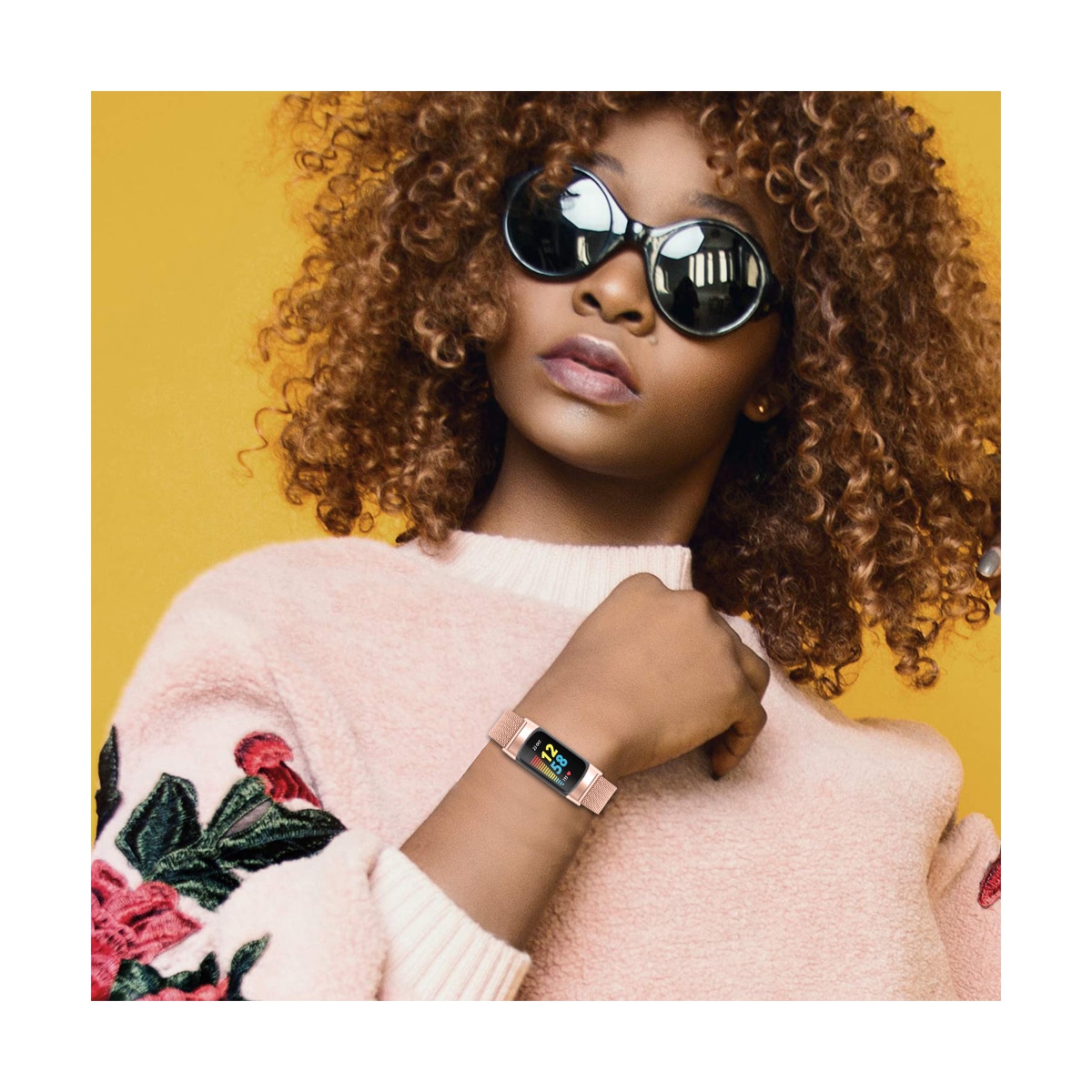Fitbit Charge 5 armbånd i rustfritt stål Rose gull