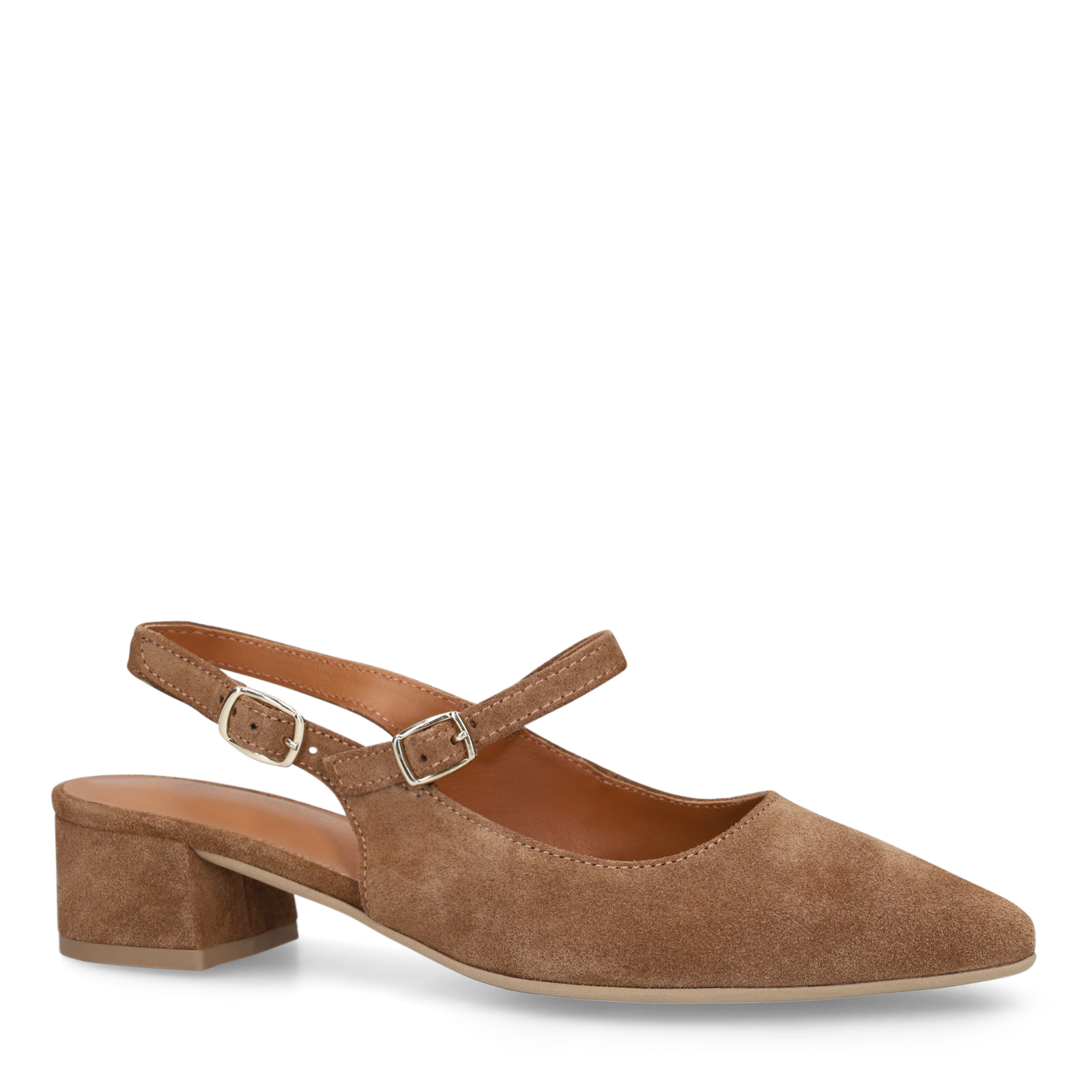 Bruine leren slingbacks