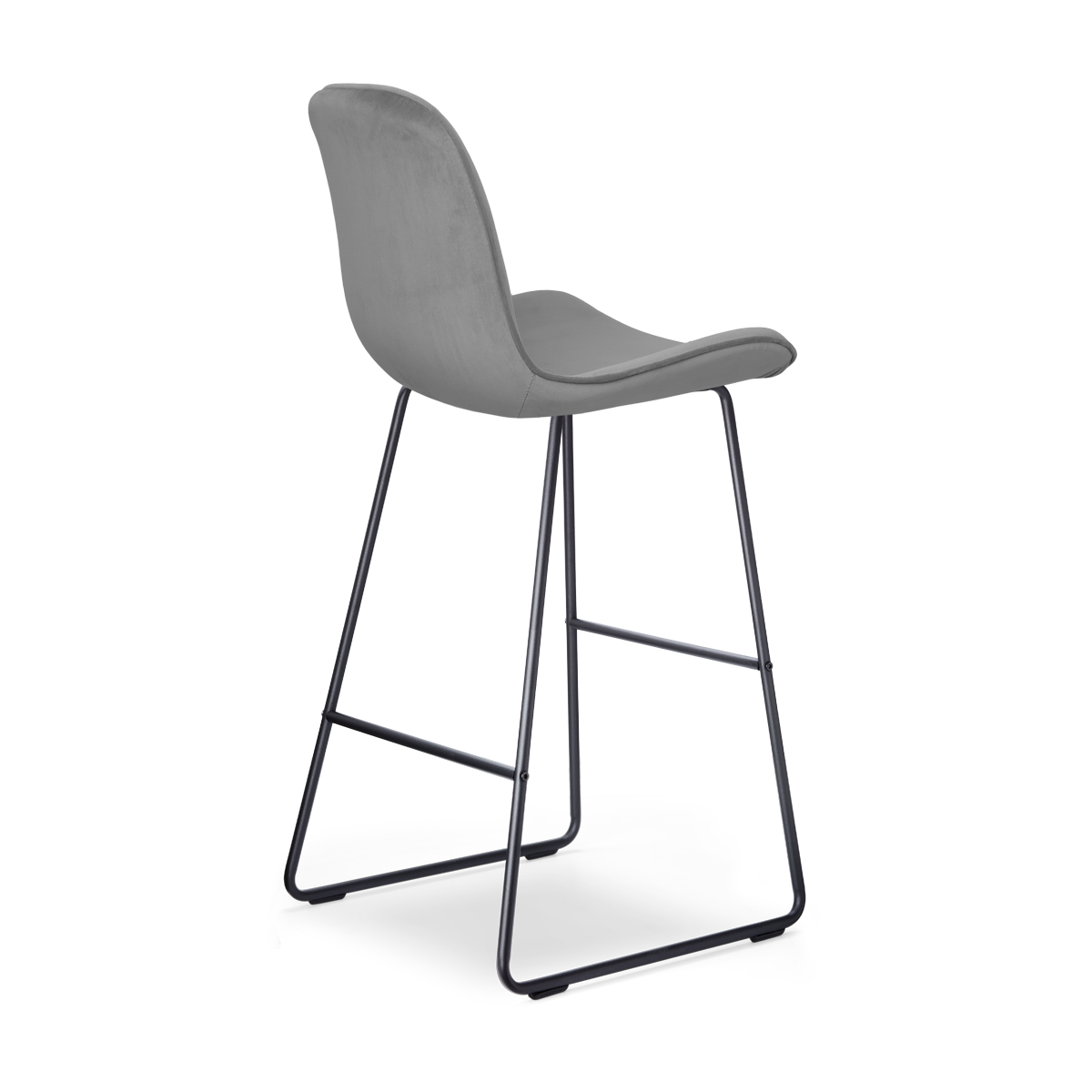 Barkruk Nino-Fé velvet grijs - zwart onderstel - 75 cm