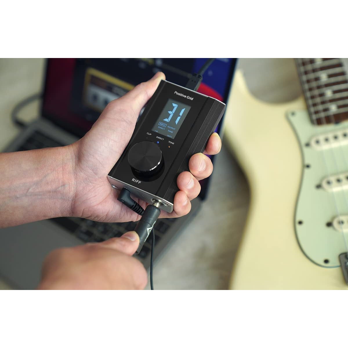 Positive Grid RIFF Green Guitar Audio Interface voor iOS & Desktop