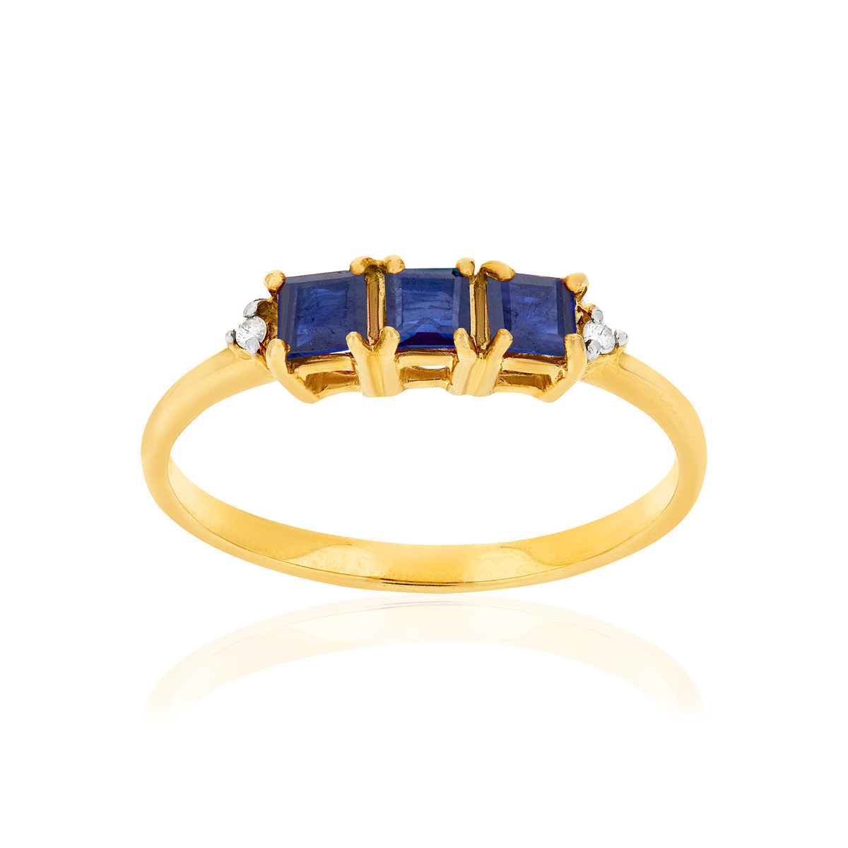 Bague or 375 2 tons saphirs et diamants
