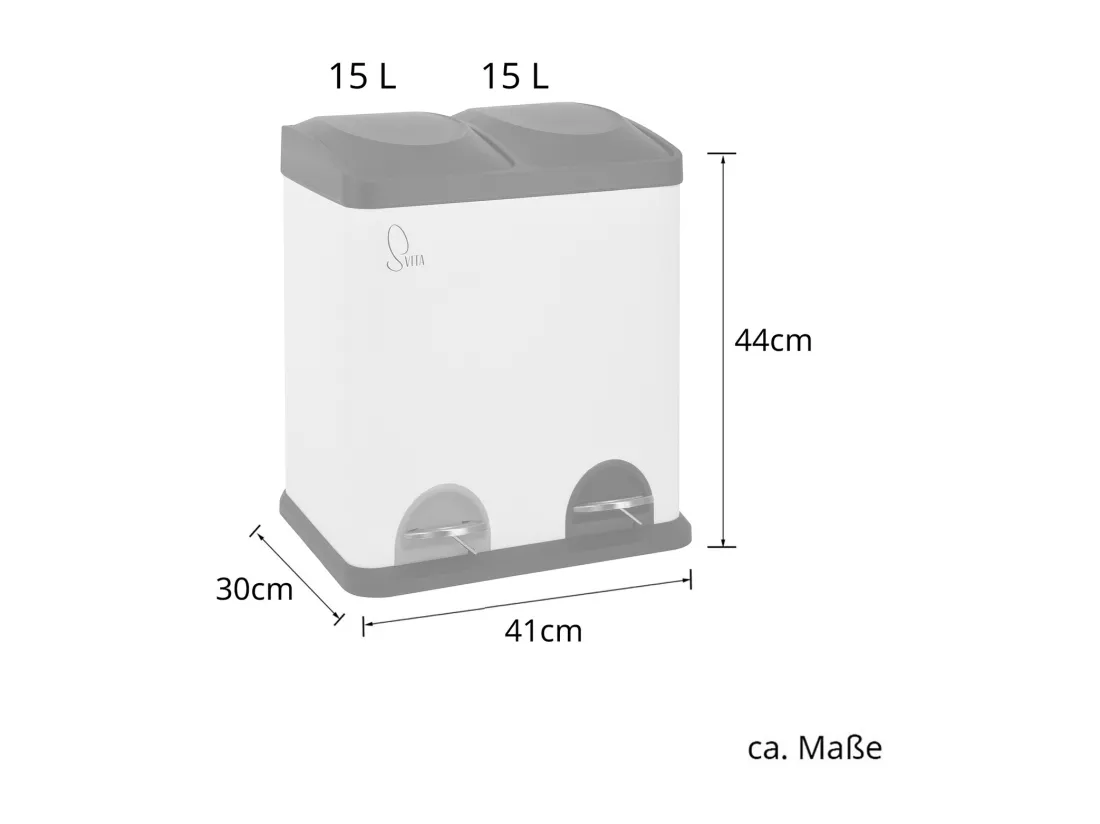 Poubelle 30 litres 2x15 à pédale