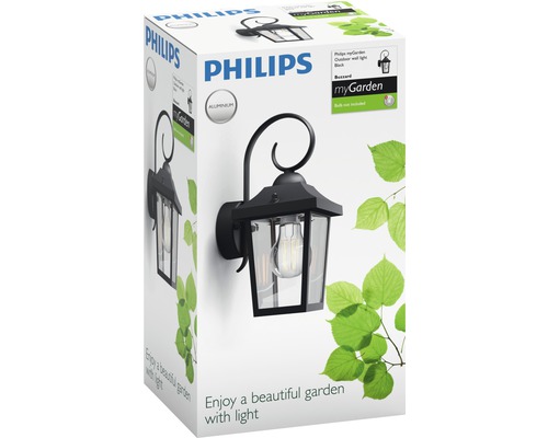 Buitenwandlamp, 1-lichts, H 29 cm, zwart