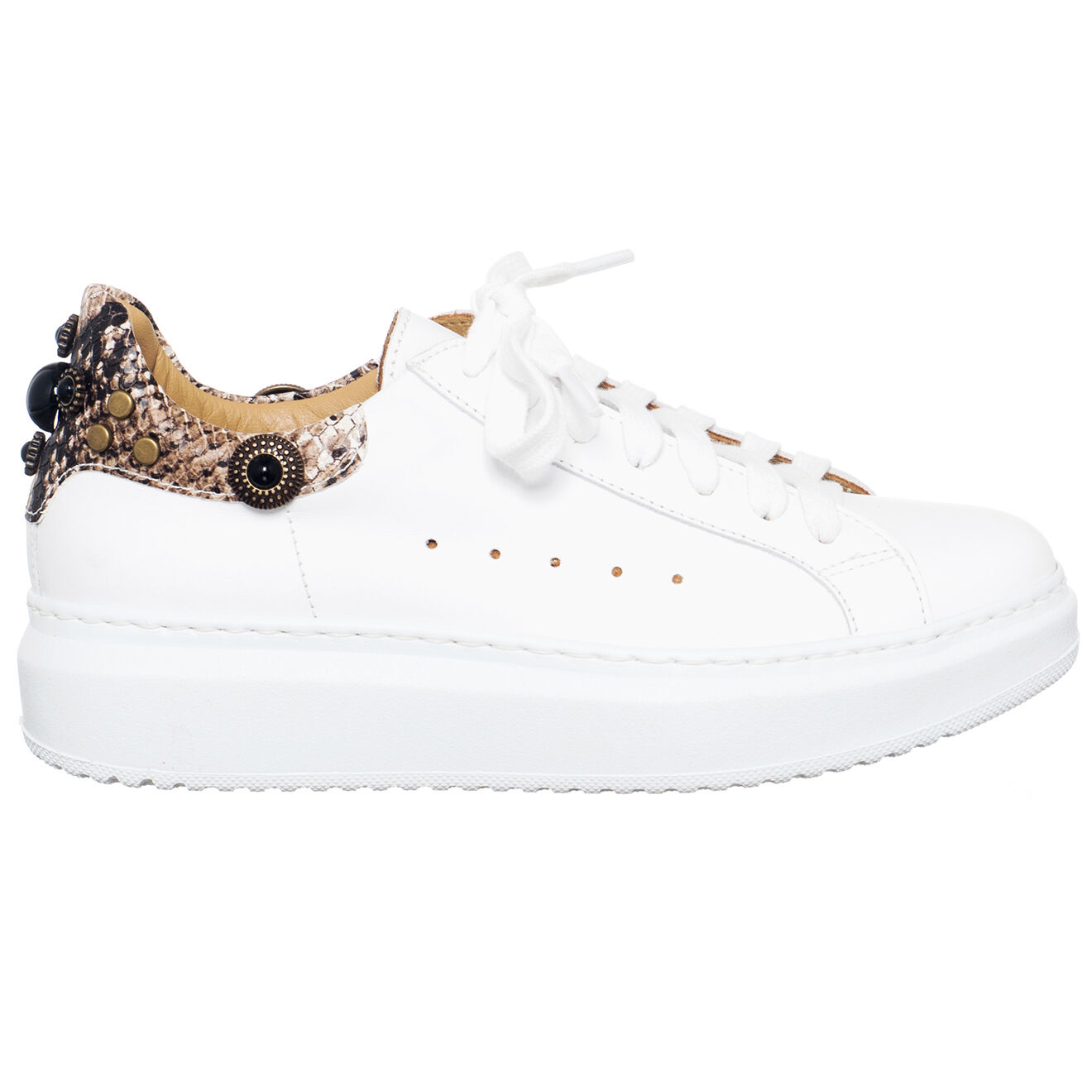 Loretta Pettinari Sneakers en Cuir Alex MQ blanc/python
