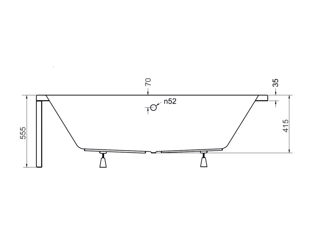 Baignoire angle gauche ZIANIGI avec tablier - Dimensions: 150cm