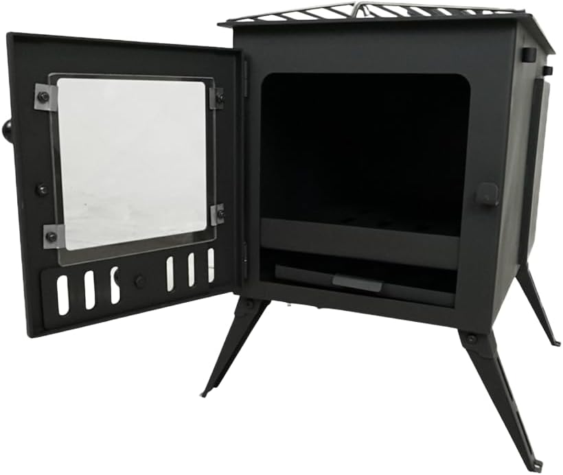 Outbacker Firebox Vista XL Eco Burn | 4,0 kW 19 kg | einwandiges Rauchabzug-Set (Funkenfänger, 1,1 m Einzelset)