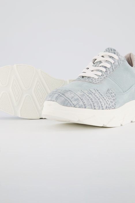 Leder-Sneaker, Schlangendruck, Zackensohle, Weite H