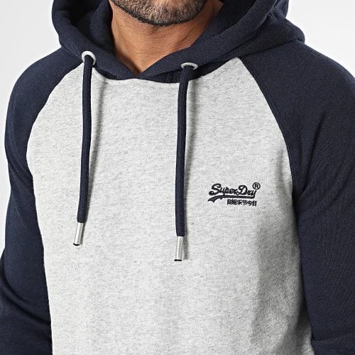 Sweat Capuche M2012923A Gris Chiné Bleu Marine