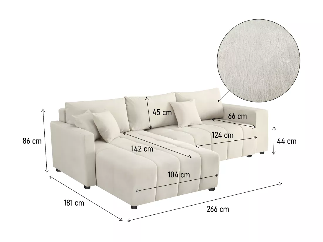 Canapé d'angle convertible tissu chenille 3 places - 