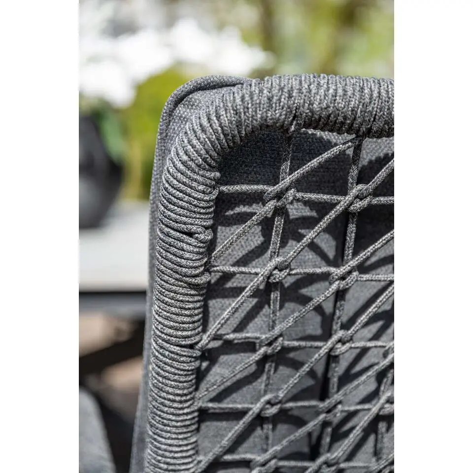 Venice dining fauteuil - carbon black - rope dark grey - mystic grey
