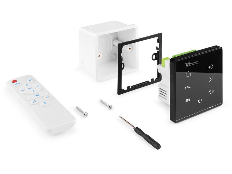 Power Dynamics Verstärker Pro Powerline A50B 2x 20W, Schwar Einbau-Audio System mit Bluetooth und MP3-Player (USB und SD-Karte), für 2 Lautsprecher