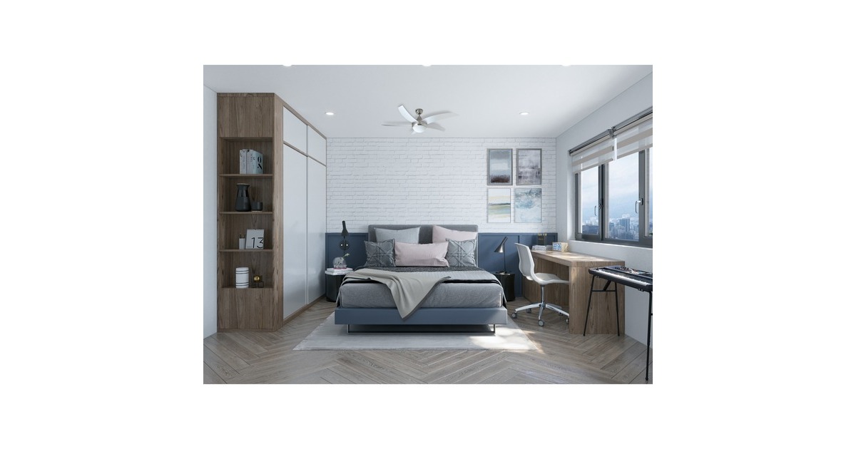 BestronDCF52LSR Plafondventilator met afstandsbediening en verlichting  (Zilver, Ø 132 cm | met zomer-/winterfunctie)
