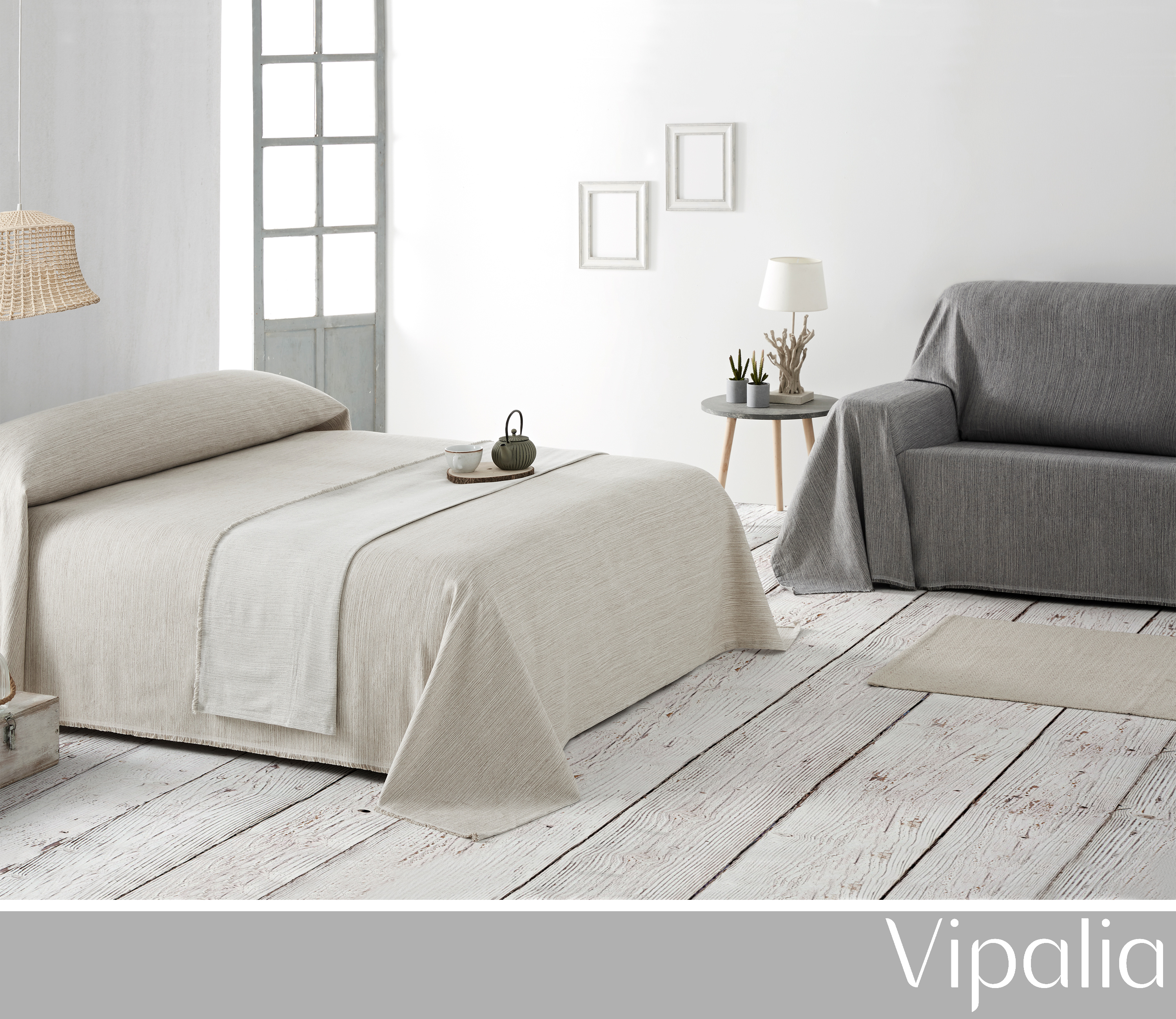 Tapete multiuso xadrez Trama 230x260 cm cinza claro
