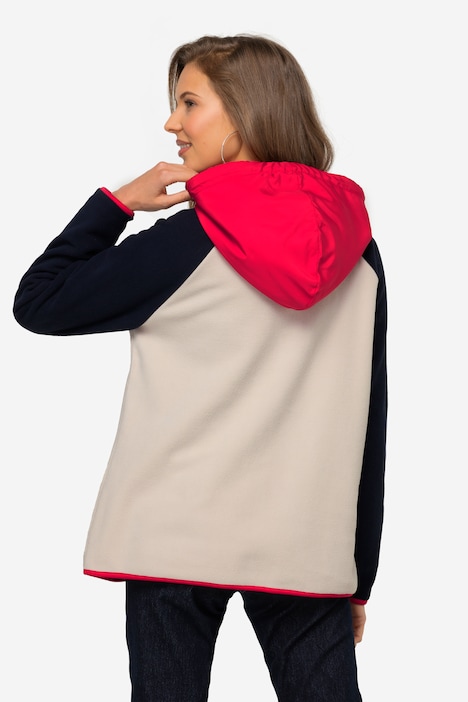 Hoodie, Materialmix mit Fleece, Colorblocking, Kapuze, Langarm, OEKO-TEX