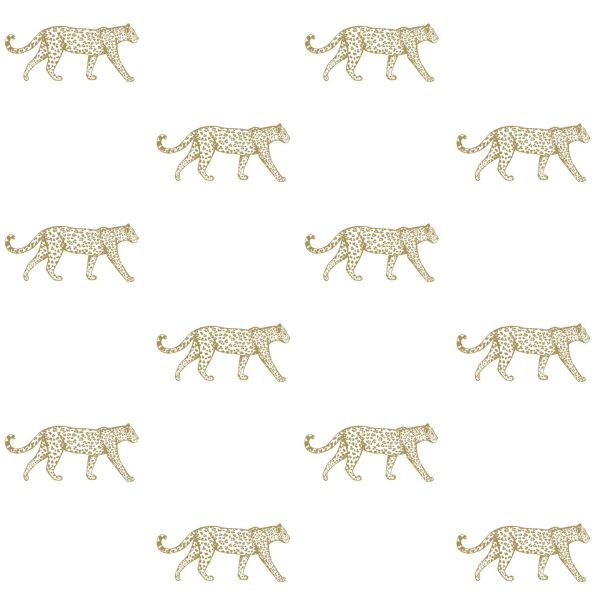 Estahome Panters Behang - 0,53 x 10,05 m - Wit / Goud