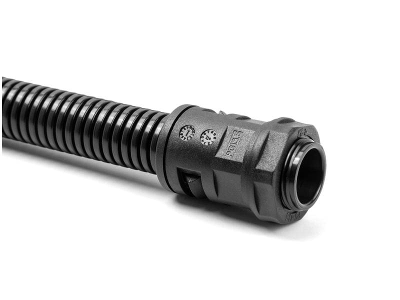 Delock Kabelschlauch 2 m x 13 mm Schwarz Delock Kabelschutzschlauch 2 m x 13 mm mit PG9 Schlauchverschraubung Set schwarz