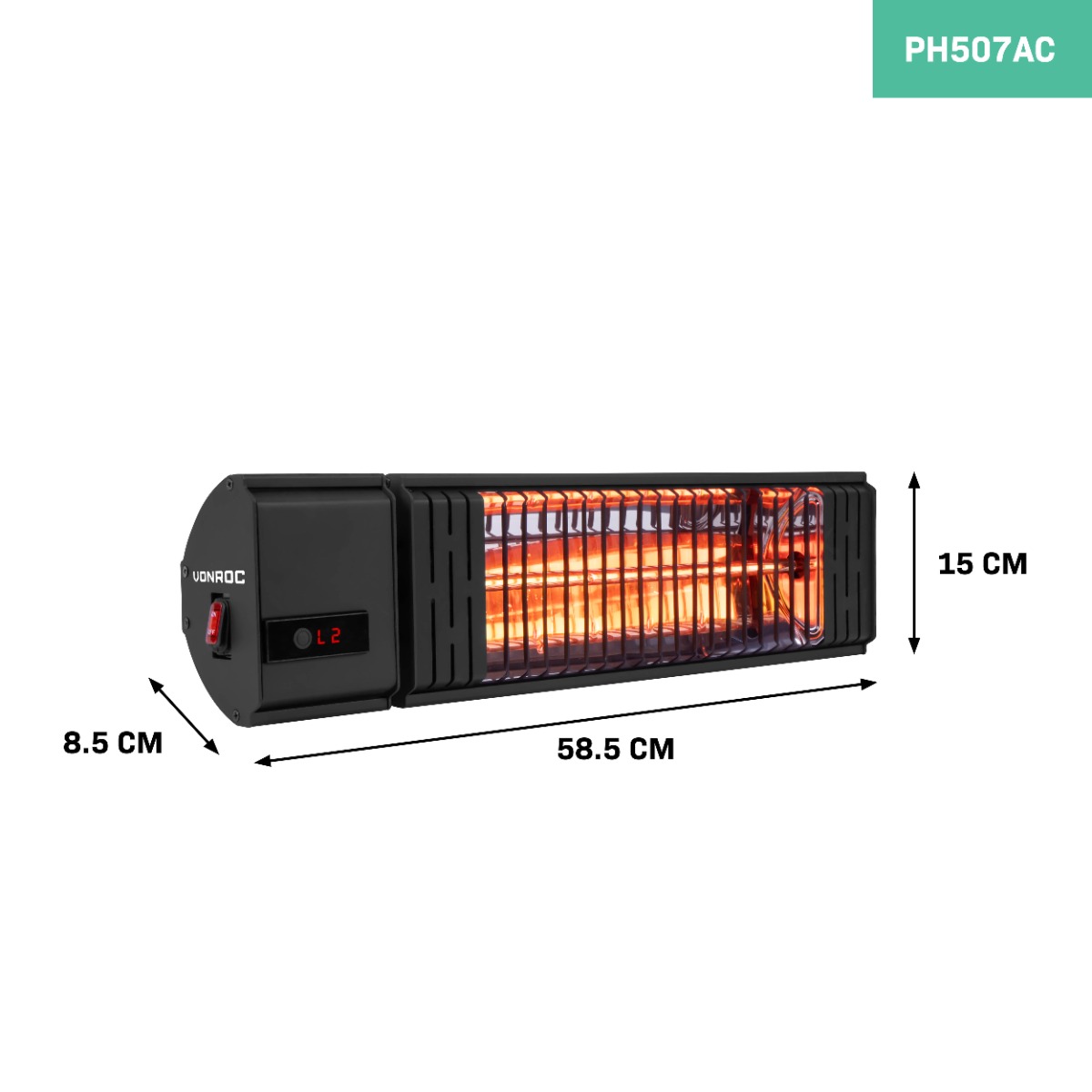VONROC Volsini PRO 2000 watt terrasverwarmer