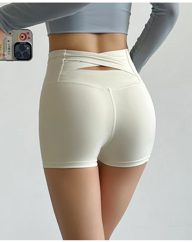 Engiko - Yogashorts met hoge taille en effen uitsnijdingen