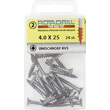 Rotadrill schroef universeel platkop pozi RVS 4.0x25 mm 24 stuks