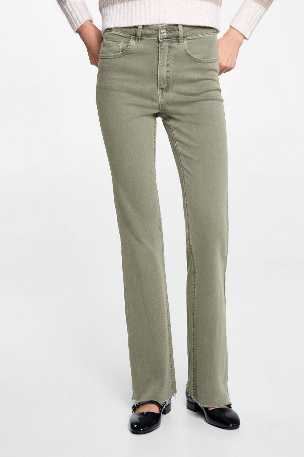 MANGO TEEN flared casual broek groen