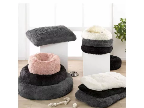 Coussin rectangle en fausse fourrure pour animaux - Noir - L 80 x l 60 cm