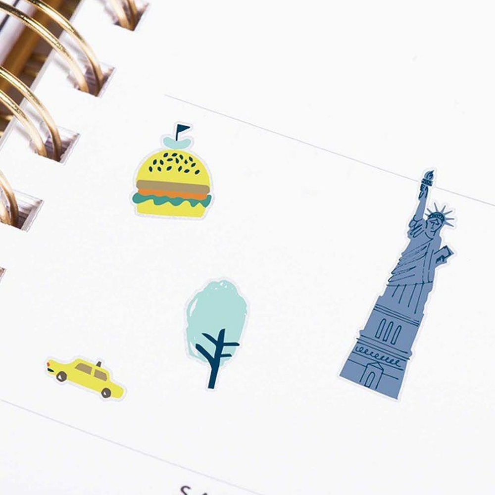 70 stickers en gel transparent new-york
