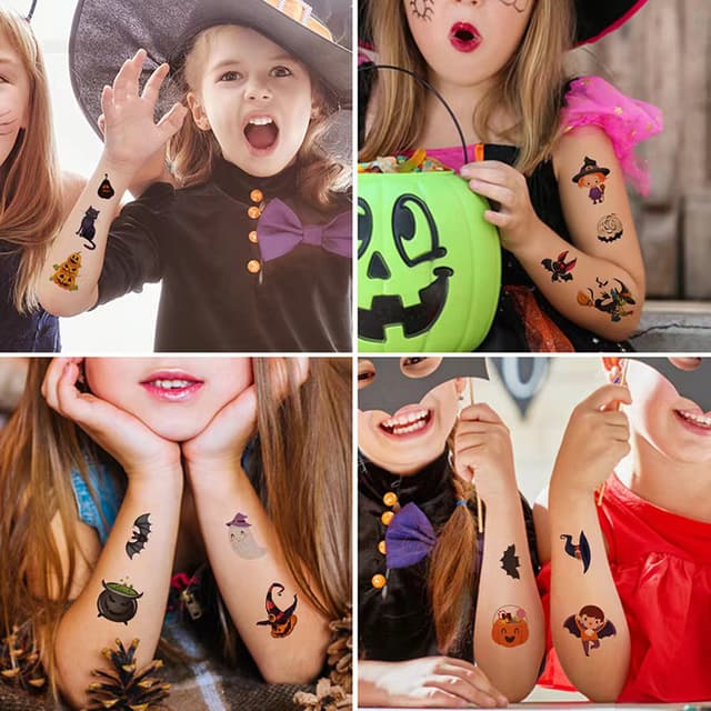 Midlertidige Halloween tatoveringer 10 ark MultiColor