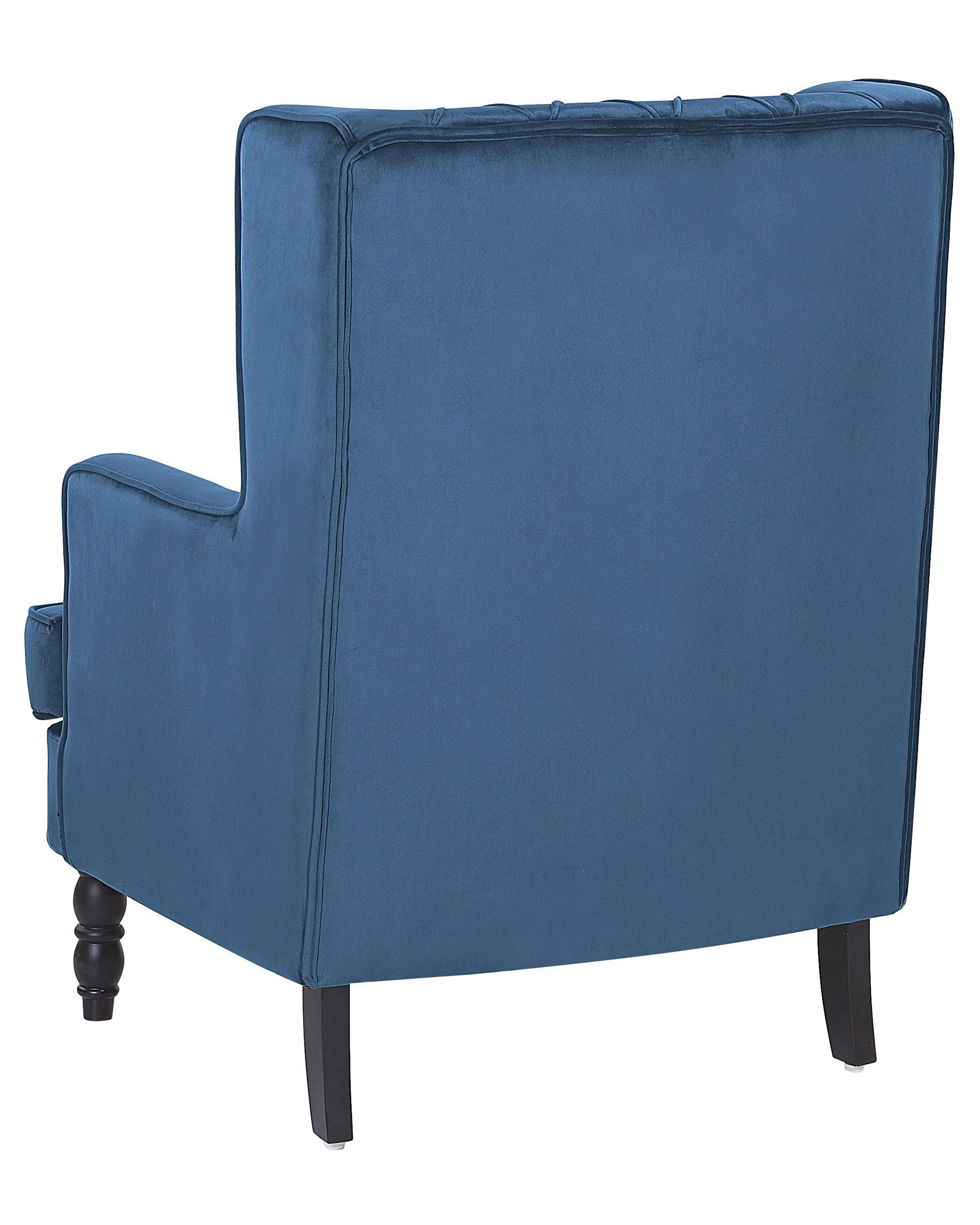 Fauteuil SANDSET met voetenbank Fluweel Donkerblauw