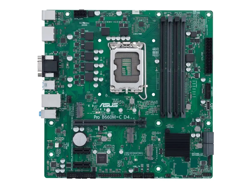ASUS PRO B660M-C D4-CSM - Bundkort - micro ATX - LGA1700 sokkel - B660 Chipset - USB 3.2 Gen 1, USB-C Gen1 - Gigabit LAN - onboard grafik (CPU påkrævet) - HD Audio (8-kanaler)
