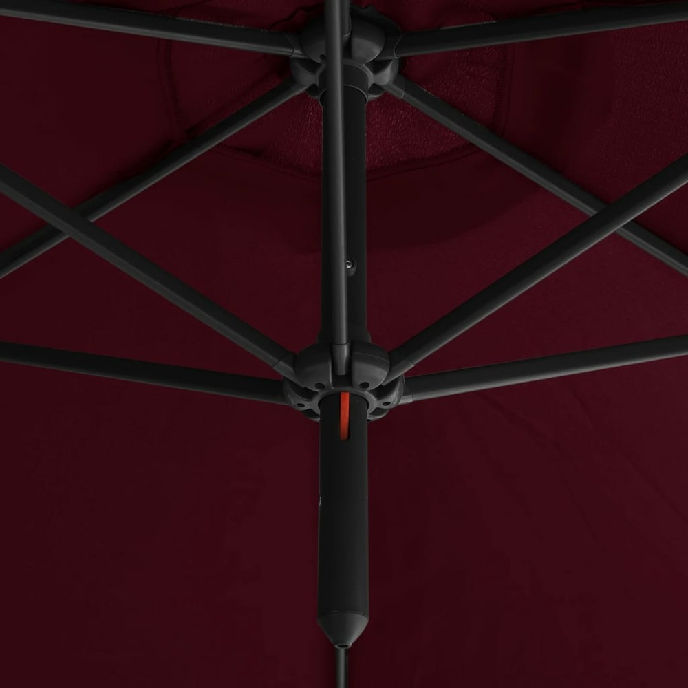 Parasol double avec mât en acier 600 cm rouge bordeaux