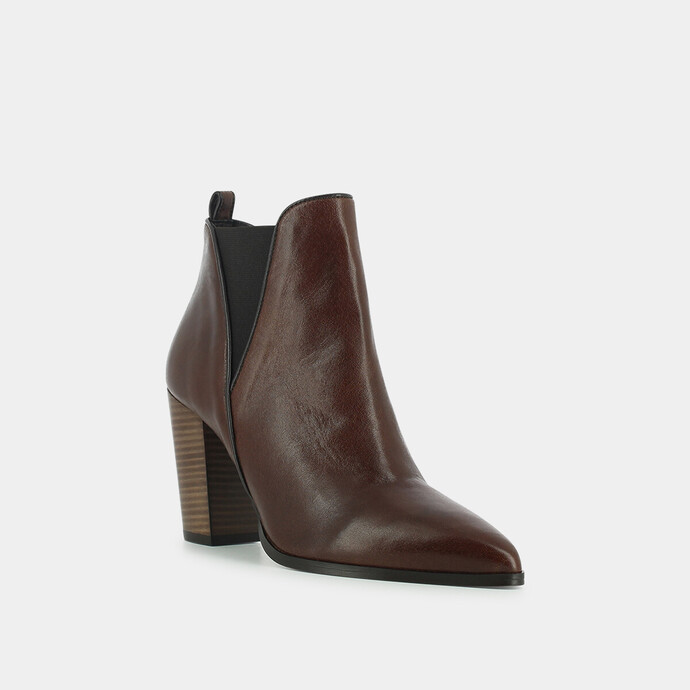 Bottines à talons  en cuir marron