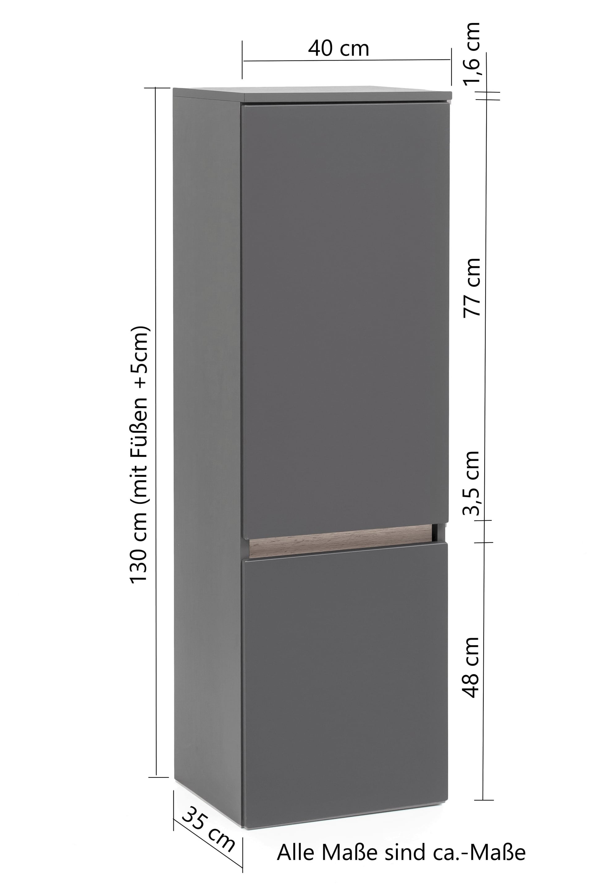 Midischrank BRÜGGE Wotaneiche B/H/T 40x130x35cm