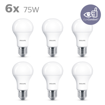 Philips LED peer E27 75W 6 stuks mat niet dimbaar
