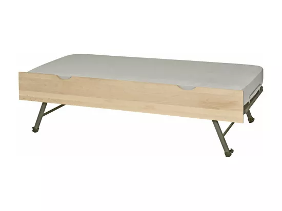 Sommier gigogne avec façade 2 mains 90x200 cm bois massif hêtre MAKURIA