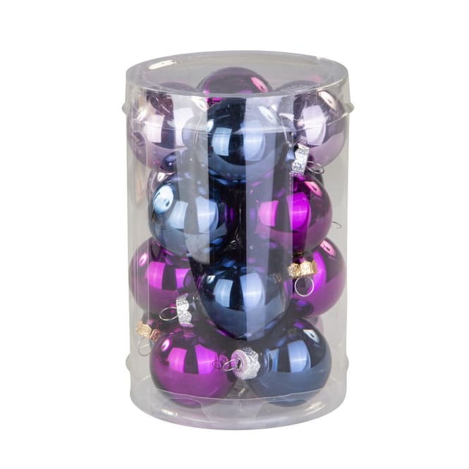 Christbaumkugeln lila/pink/dunkelblau - ca. 3,5 cm - 16 Stück