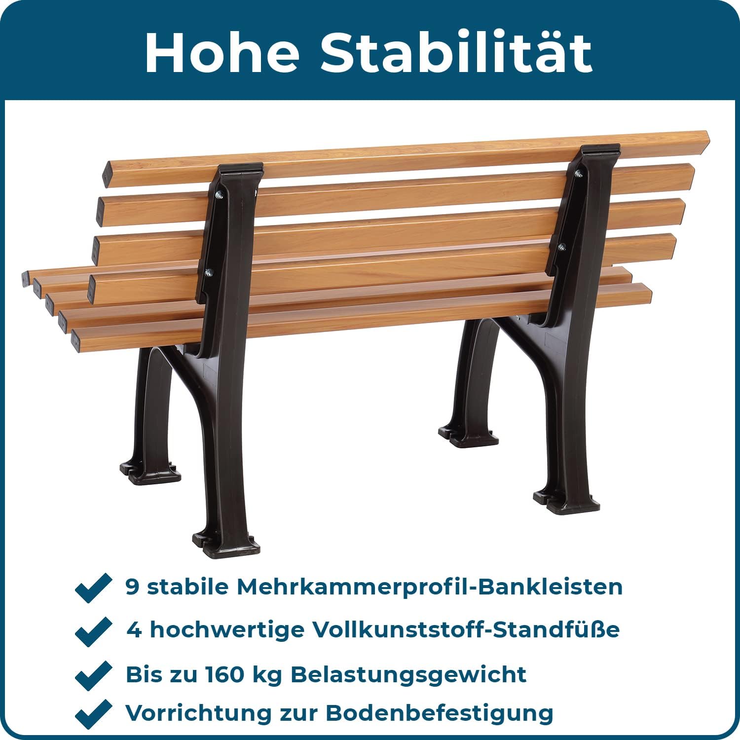 Blome Sitzbank Ibiza – Gartenbank in Holzoptik, Parkbank für Garten, Balkon, Terrasse, 2-Sitzer, Made in Germany