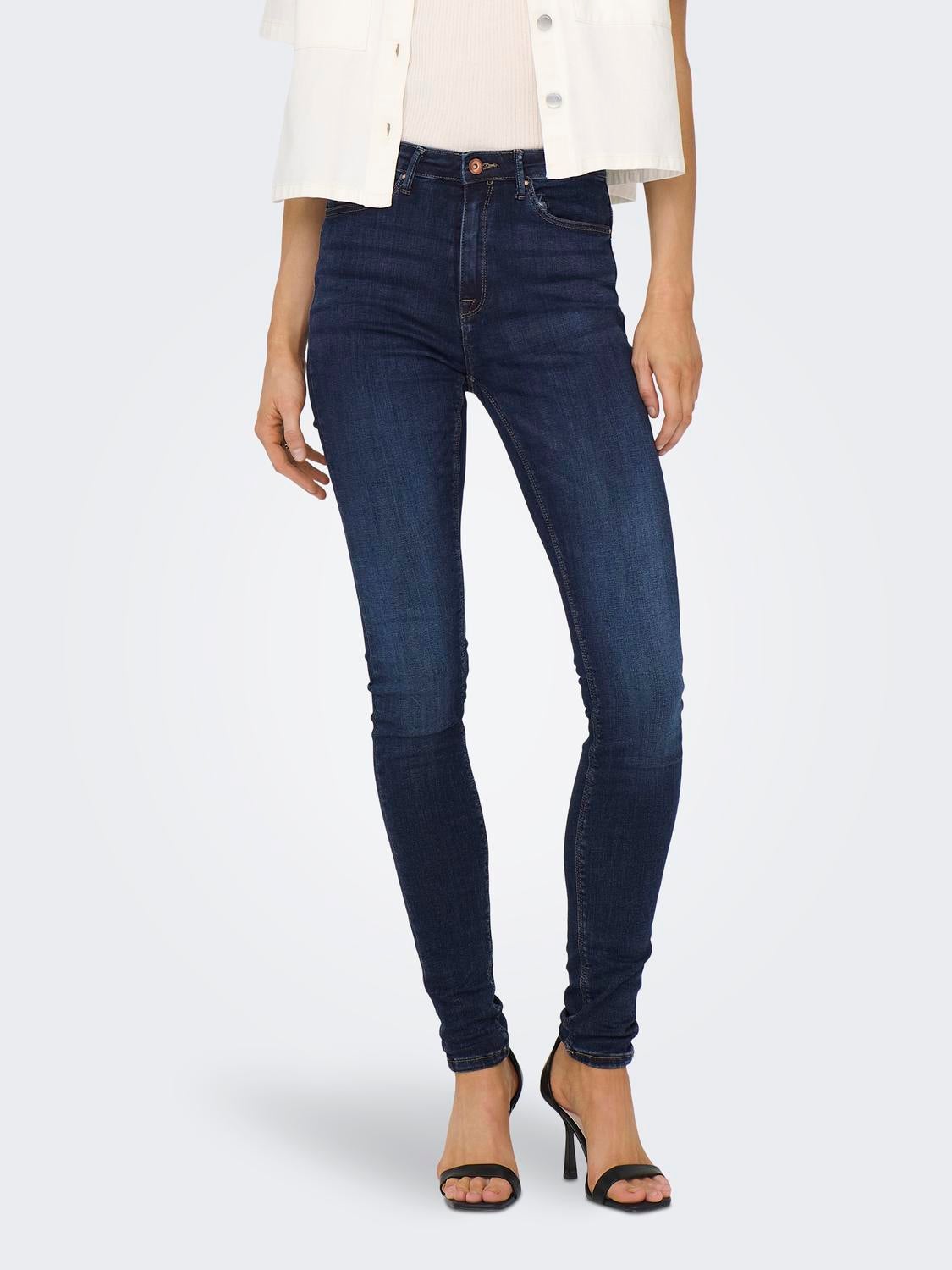 ONLPAOLA Hohe Taille Skinny Fit Jeans Dark Blue Denim