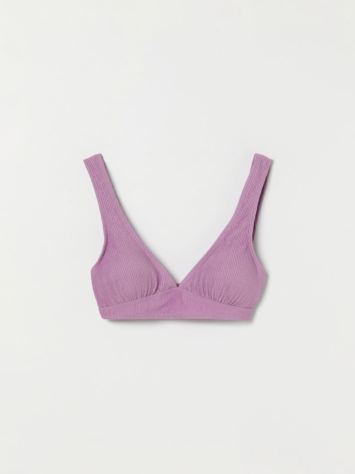 Top de biquíni triangular texturizado - Malva