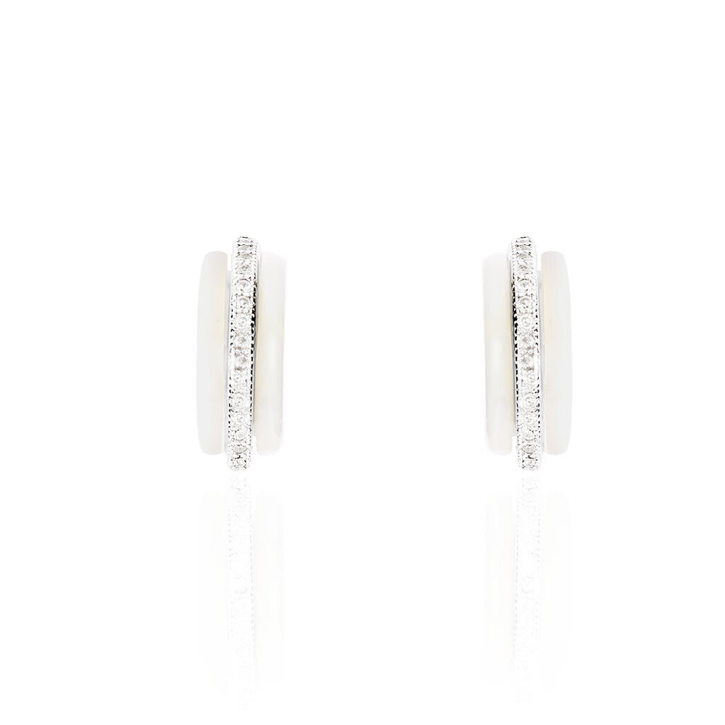 Créoles Noci Argent Blanc Céramique Et Oxyde De Zirconium