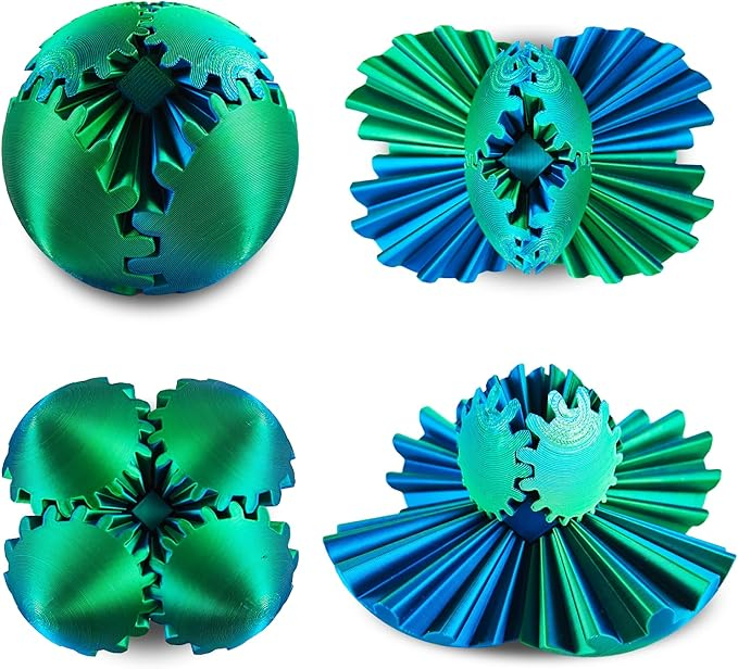 (Ø7cm) Anti Stress Gear Ball Spielzeug Zahnradball Sphere Puzzle Fidget Spiel - Grün / Blau