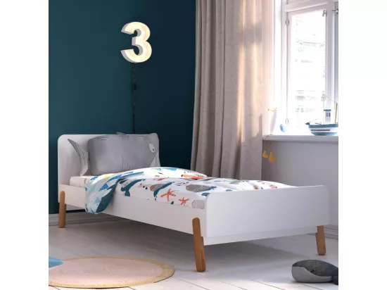 Lit enfant 90x190 cm bois massif blanc et bois GABBY
