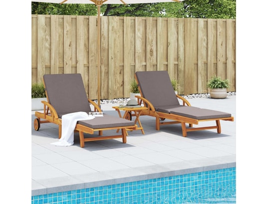 VIDAXL - Bain de soleil Chaises longues lot de 2 avec coussins 200x68x83 cm bois aca...