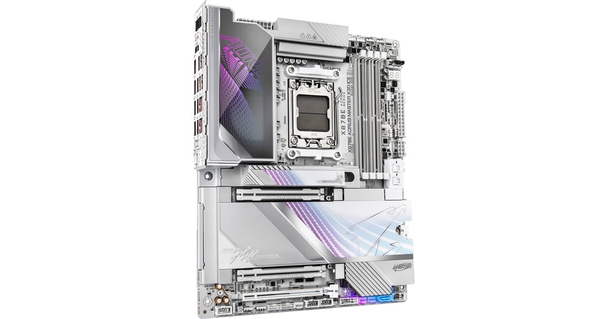 GIGABYTEX870E AORUS MASTER X3D ICE socket AM5 moederbord  (Zilver/wit, RAID, 5 Gb-LAN, 10 Gb-LAN, WLAN, BT, Sound, ATX)