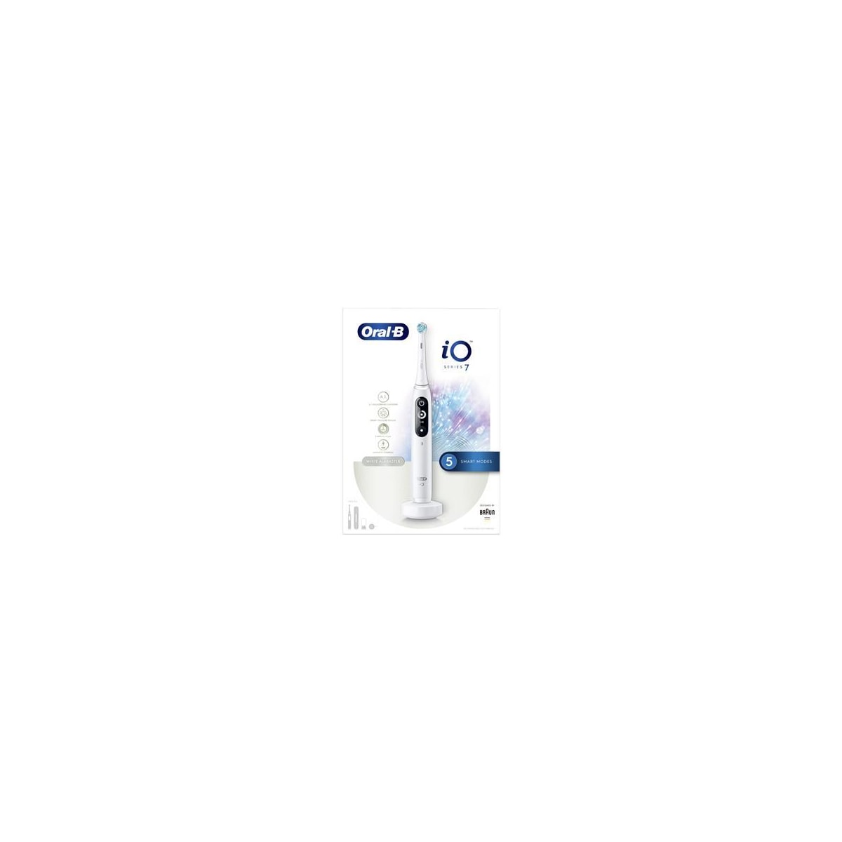 Oral-B elektrisk tannbørste iO Series 7N Oppladbar, For voksne, Antall børstehoder inkludert 1, Antall tenner børstemoduser 5, Hvit Alabaster