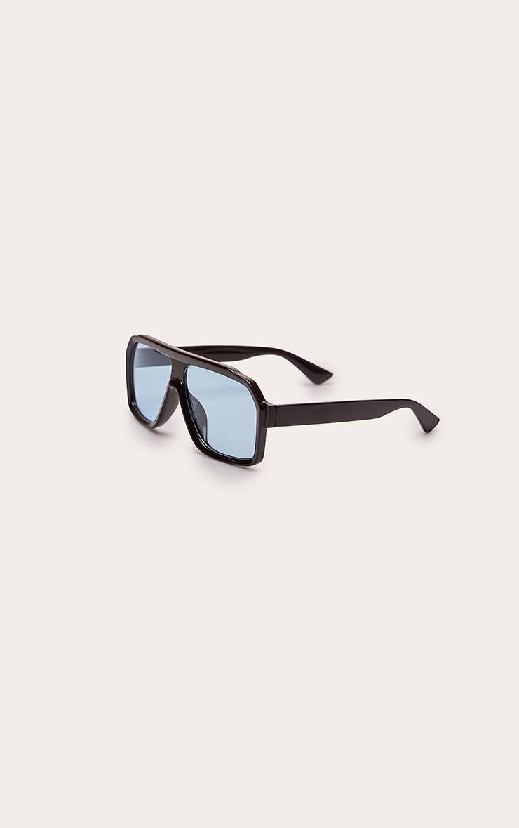 Marron Lunettes Aviateur Oversize À Monture Bleue Et Verres Teintés
