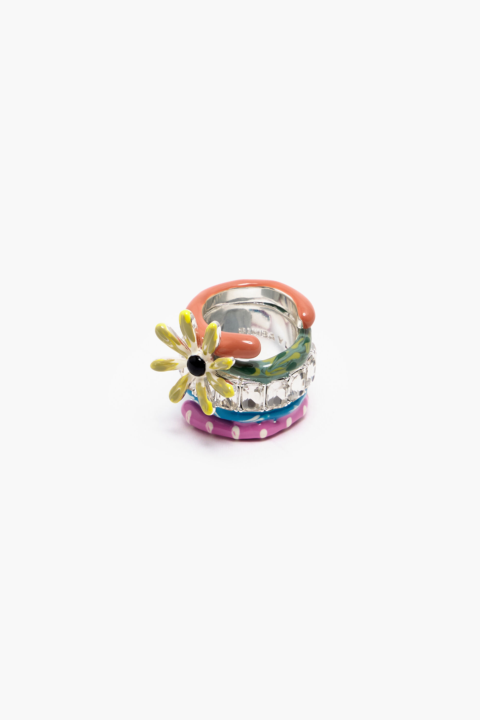 Anel de cristal esmaltado multicolorido