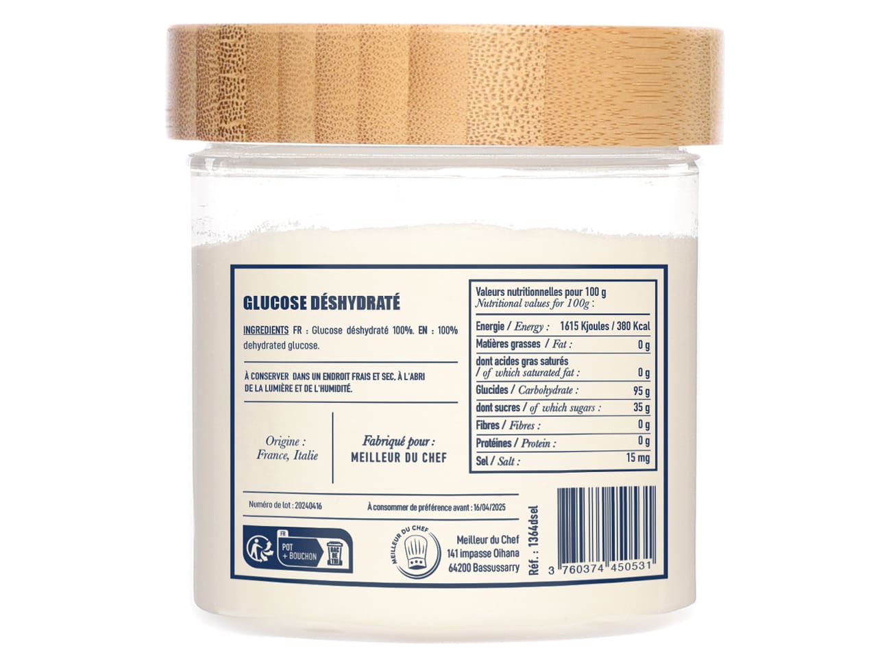 Glucose déshydraté - 150 g - Sélection Chef Philippe - Louis François