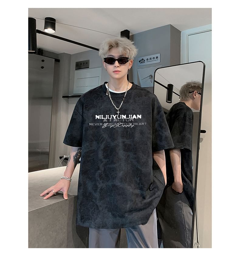 Dandyluxe - T-shirt met korte mouwen, ronde hals en tie-dye print