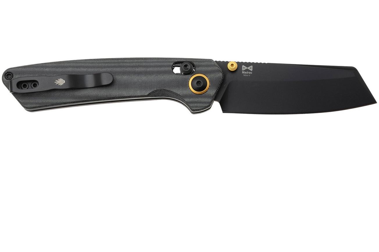 Kizer Madrac V3693A1 Black PVD Nitro-V, Black Micarta zakmes, Matteo Pignatelli design